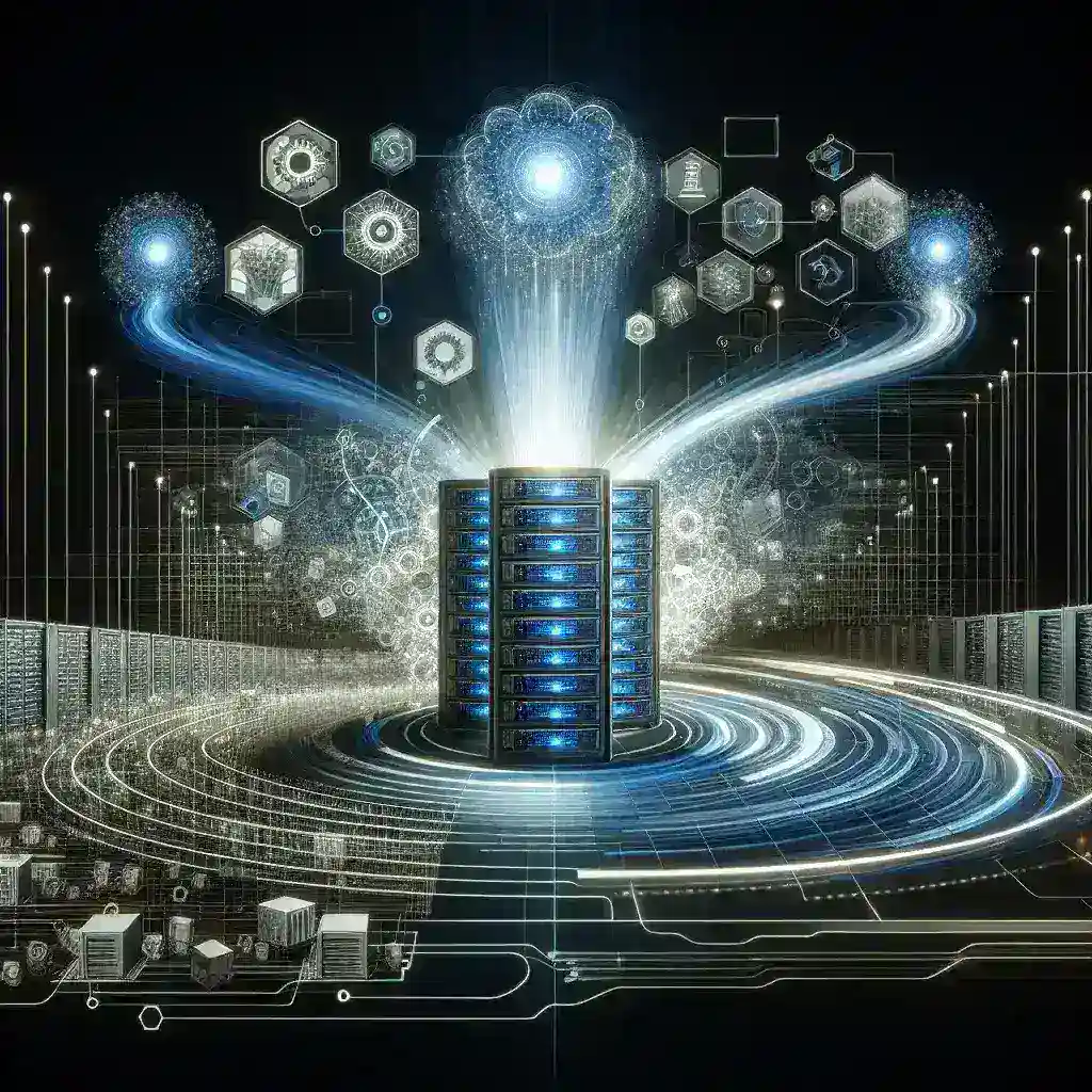 "Diagram showcasing the integration of Blackwell architecture in Nvidia's DGX SuperPOD systems, illustrating enhanced AI infrastructure capabilities for data processing and machine learning applications."